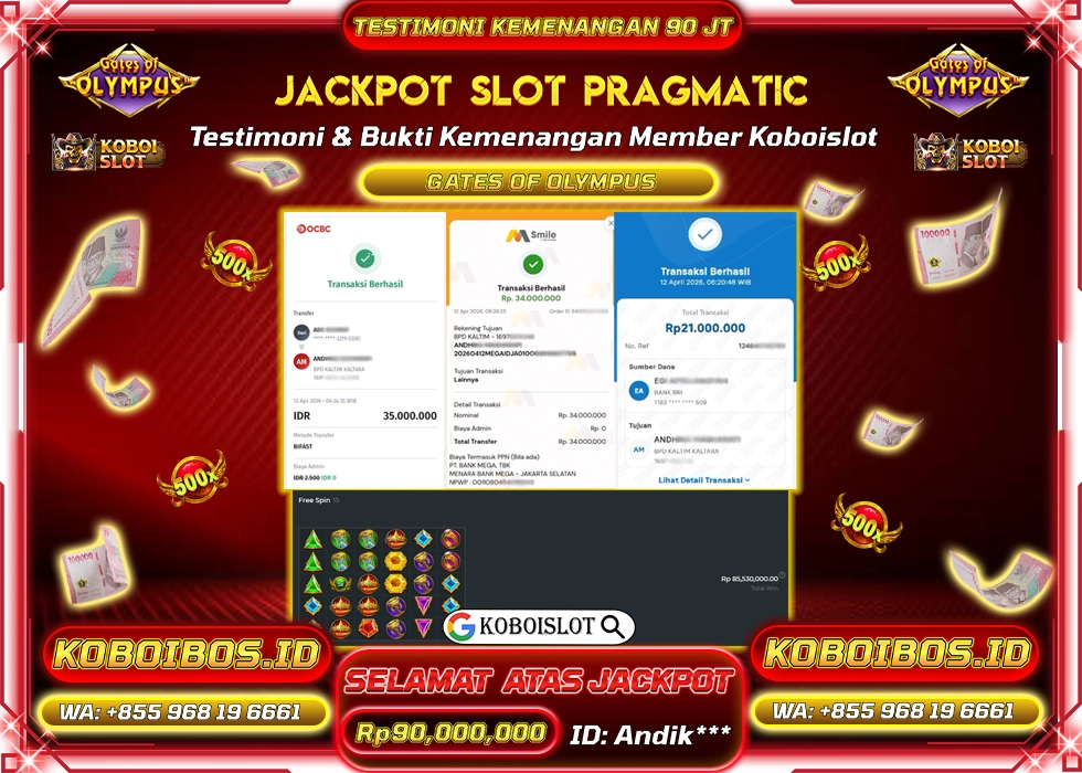 BUKTI KEMENANGAN SLOT GACOR GATES OF OLYMPUS Rp90.000.000,- LUNAS